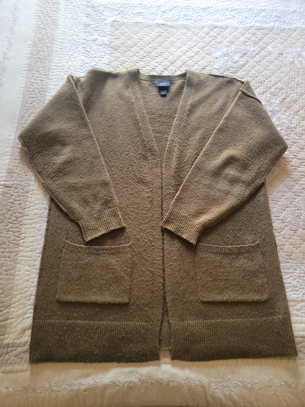 Daytrip Open-Front Cardigan in Olive Green/Brown